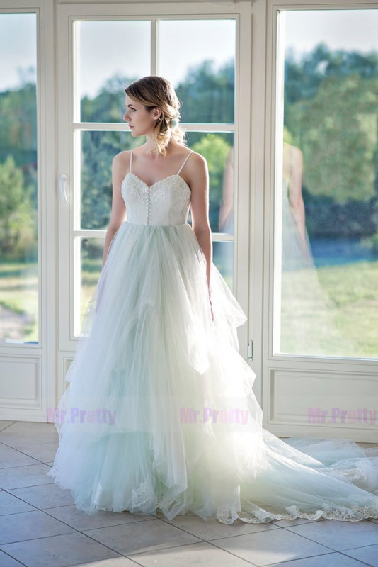 Mint Lace Tulle  Wedding Dress Bridal Skirt