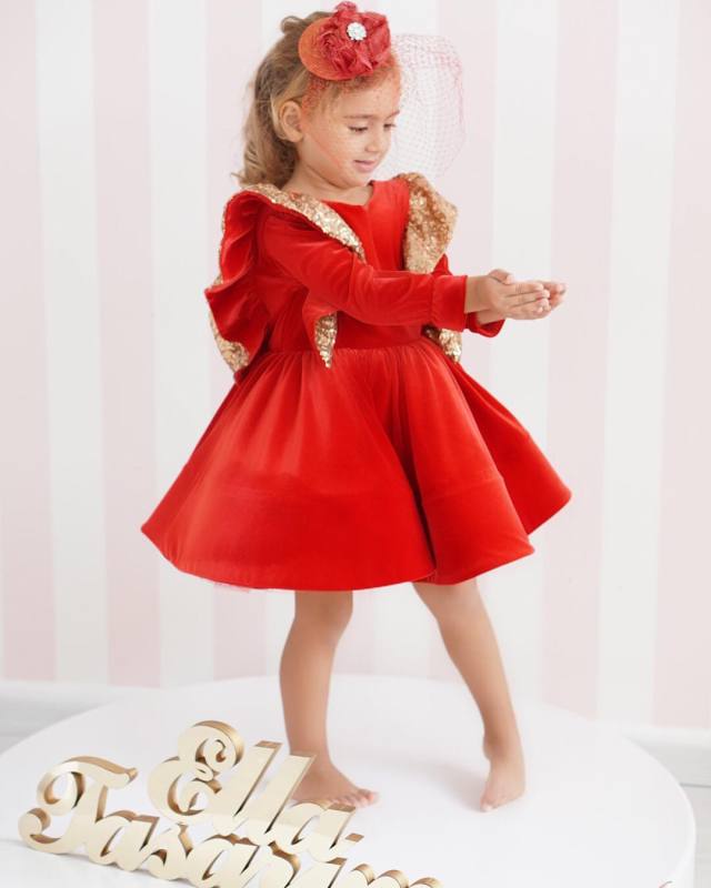 Red Velvet Girls Party Dress Holiday Dress Christmas Dress