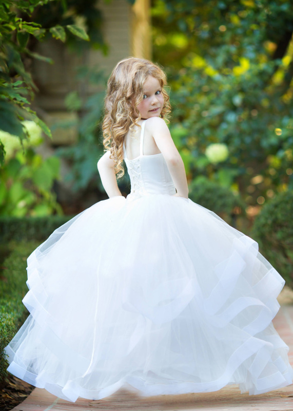 Ivory Lace Tulle Girls Party Dress Holiday Dress