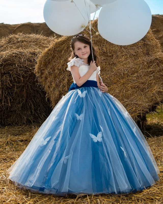 Dark Blue Lace Tulle Tutu Flower Girl Dress Girls Party Dress