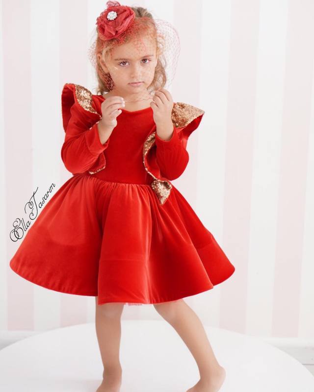 Red Velvet Girls Party Dress Holiday Dress Christmas Dress