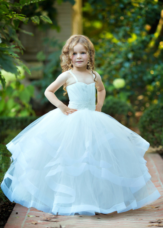 Ivory Lace Tulle Girls Party Dress Holiday Dress