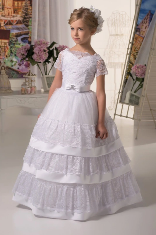 White Lace Flower Girl Dress Girls Party Dress