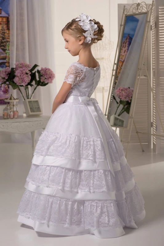 White Lace Flower Girl Dress Girls Party Dress