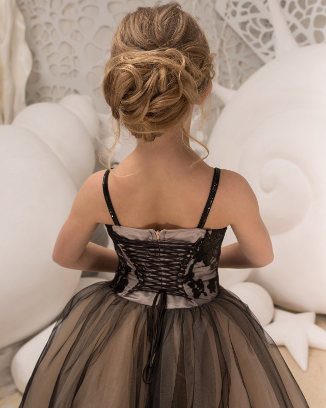 Black Lace Tulle Flower Girl Dress Girls Party Dress