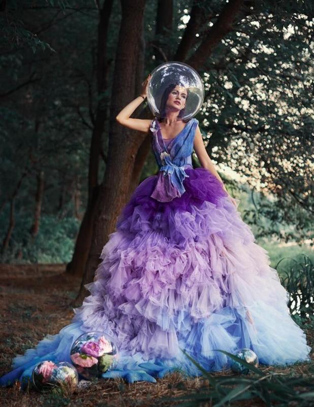 Colorful Tulle Long Train Bridal Skirt