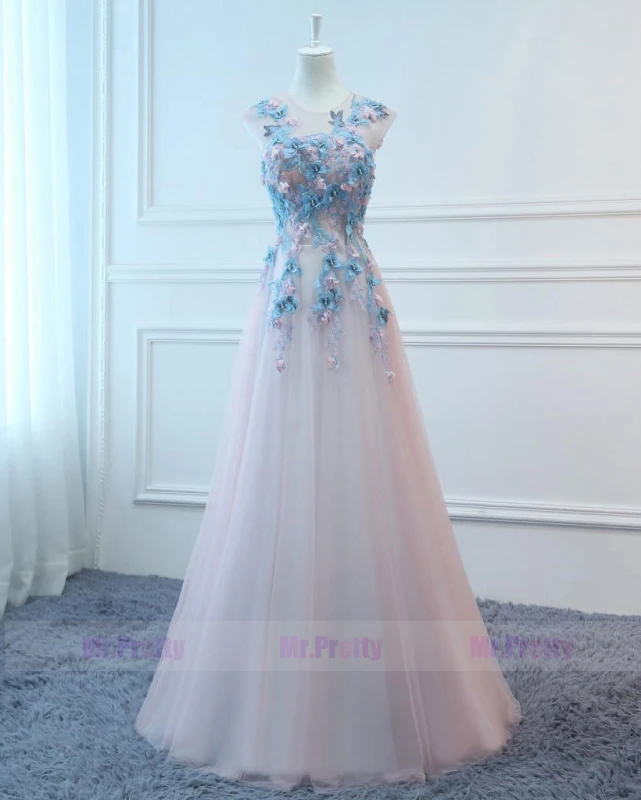 Lace Tulle Full Length Prom Dress Evening Party Dresses