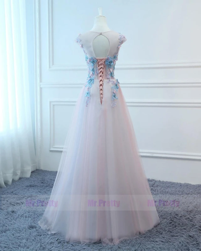 Lace Tulle Full Length Prom Dress Evening Party Dresses