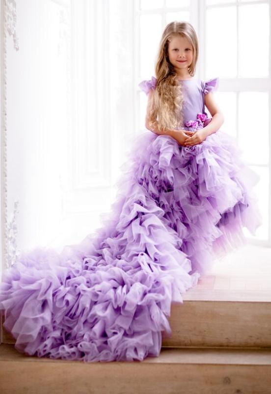 Purple Tulle Tutu Flower Girl Dress Girls Party Dress