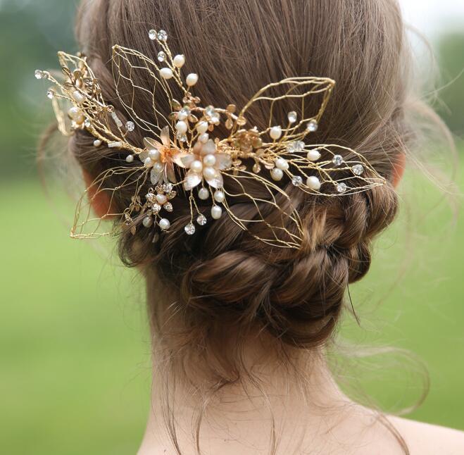 Champagne Gold Beads Bridal Hairband Bridal Headband