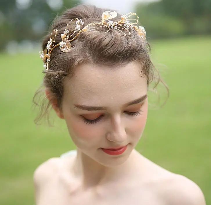 Champagne Gold Beads Bridal Hairband Bridal Headband