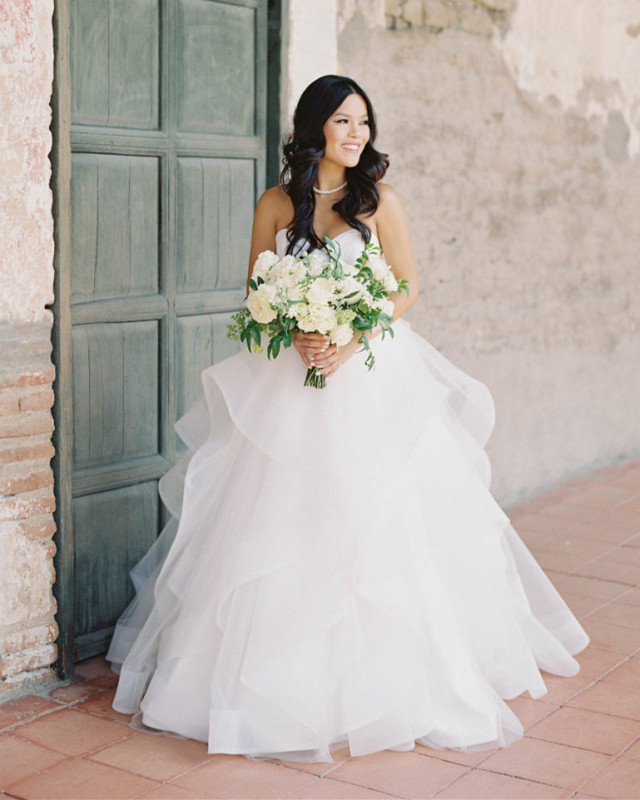 Ivory Short Train Bridal Ball Gown