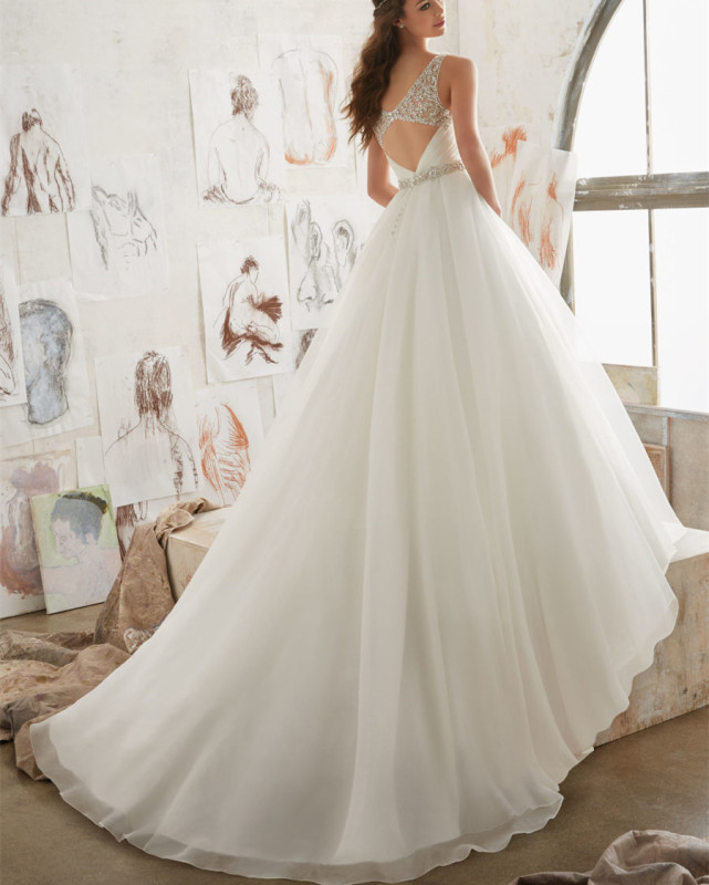 Ivory  Beaded Tulle Bridal Gown Wedding Dress