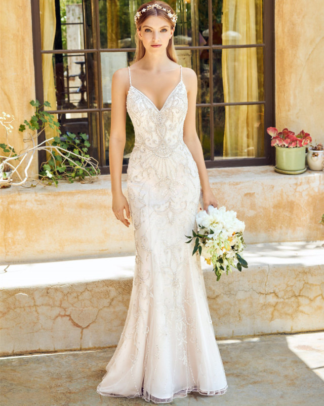 Beads Mermaid Short Train Bridal Dress