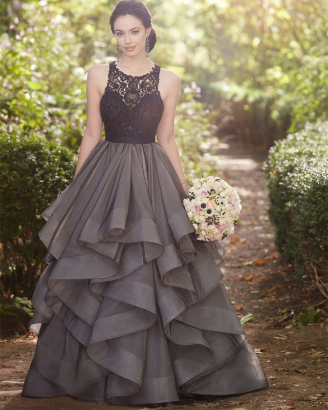 Dark Grey Black 2 Pieces Bridal Gown Wedding Dress