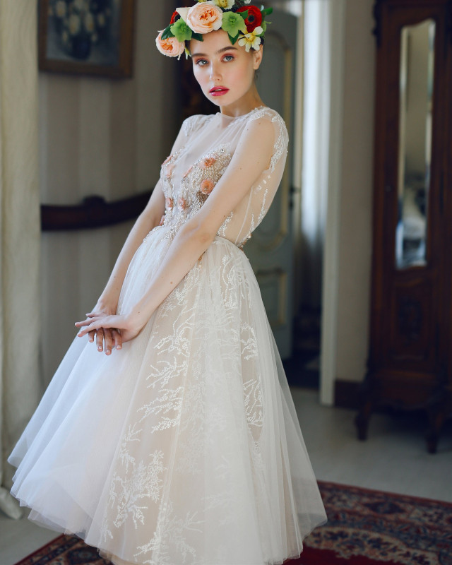 Ivory Short Knee Length Bridal Dress