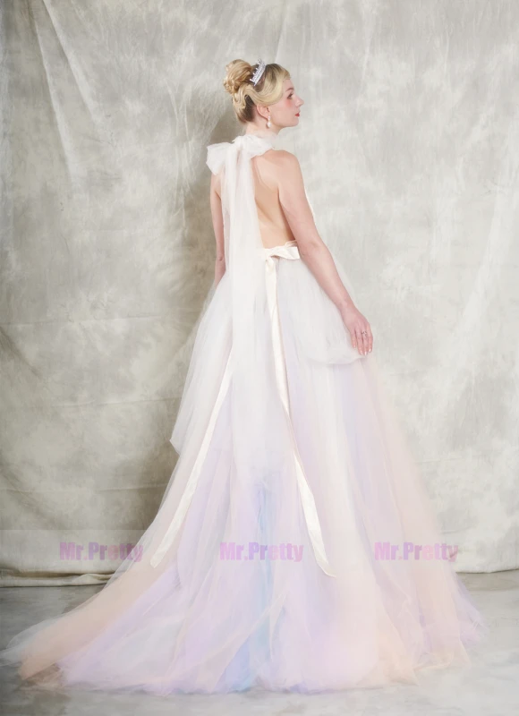 7 Colors Long Train Bridal Skirt 2 Pieces Wedding Gown