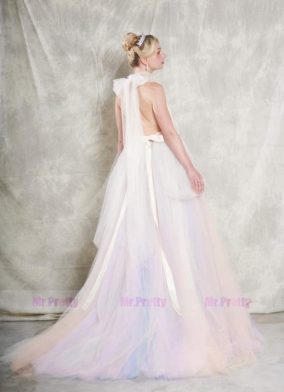 7 Colors Long Train Bridal Skirt 2 Pieces Wedding Gown