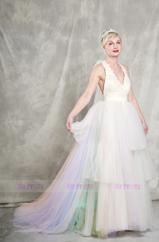 7 Colors Long Train Bridal Skirt 2 Pieces Wedding Gown