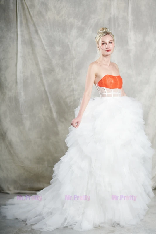 Coral Tulle Wedding Gown Bridal Gown