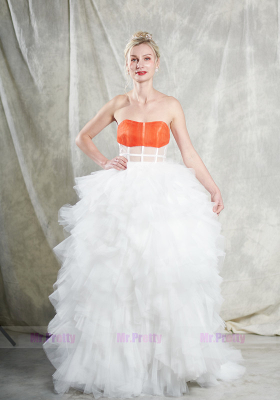 Coral Tulle Wedding Gown Bridal Gown