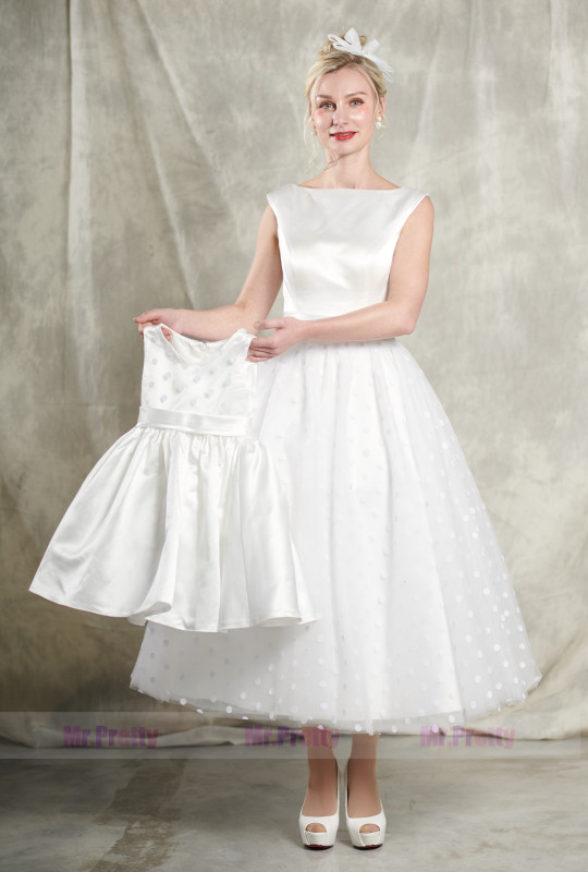 Ivory Satin Tulle Short Mother and Kids Party Dress