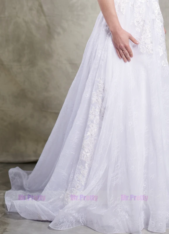 White Lace Tulle Wedding Gown Bridal Gown