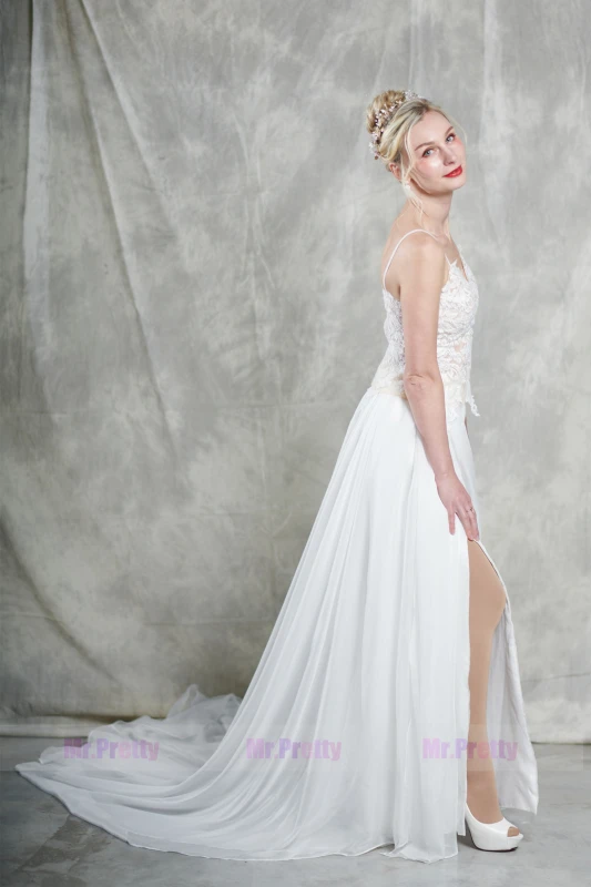 2 Pieces Chiffon Wedding Gown Bridal Gown