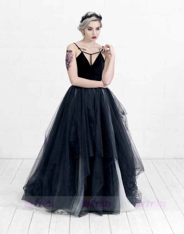 Black Tulle Wedding Skirt 2 pieces Party Dress