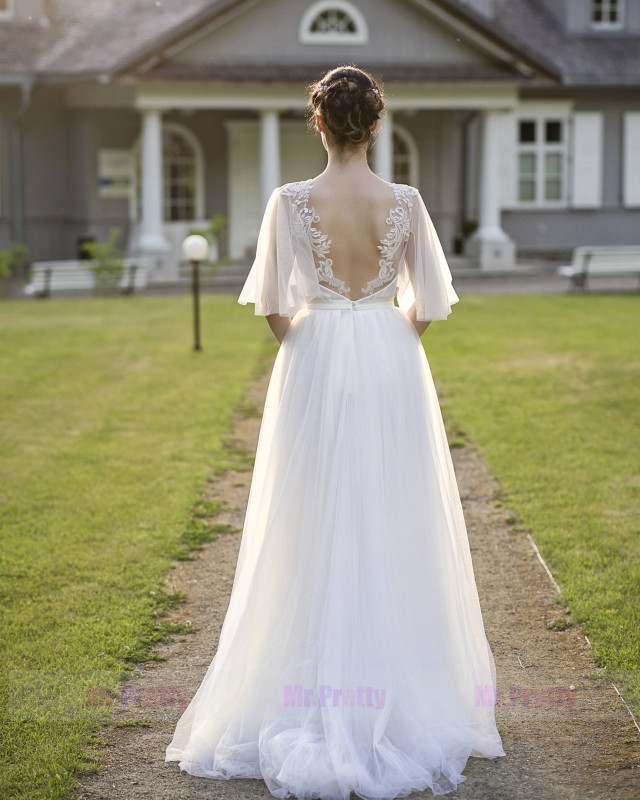 Ivory Tulle Lace Wedding Skirt 2 pieces Party Dress