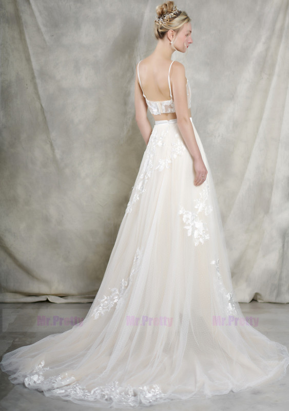 2 Pieces Lace Tulle Wedding Gown
