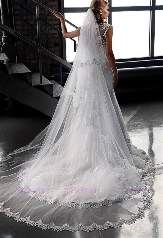 Ivory Lace Mermaid Wedding Ball Gown Free Veil