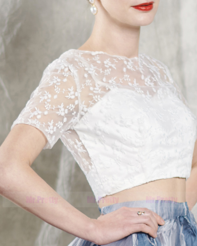 Ivory Lace Short Sleeve Wedding Top
