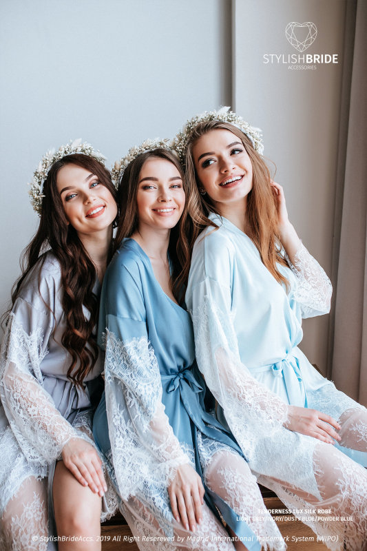 Lace Silk Bridal Sleepwear Women Robe  Bridal Robe