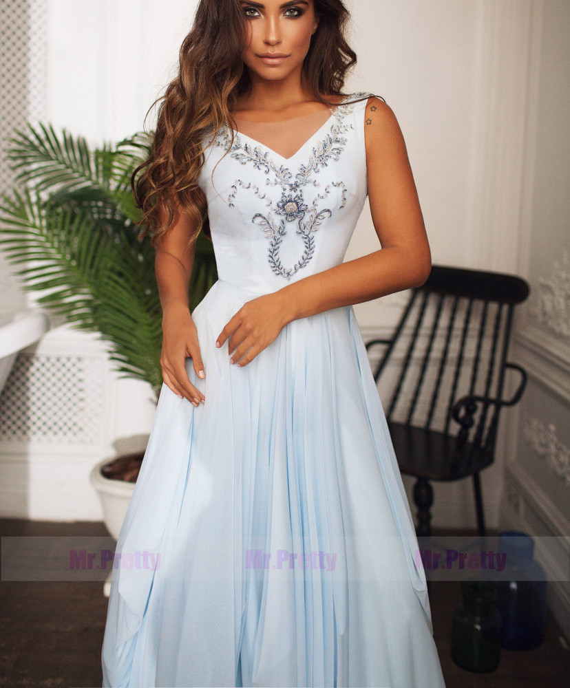 Light Blue Sexy Prom Dress Bridesmaid Dress Sexy Prom Dress