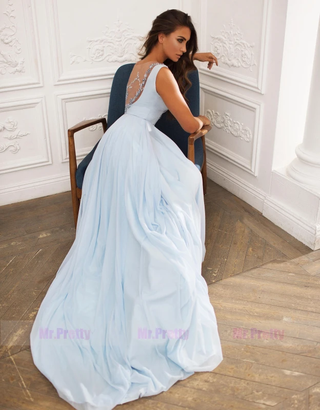 Light Blue Sexy Prom Dress Bridesmaid Dress Sexy Prom Dress