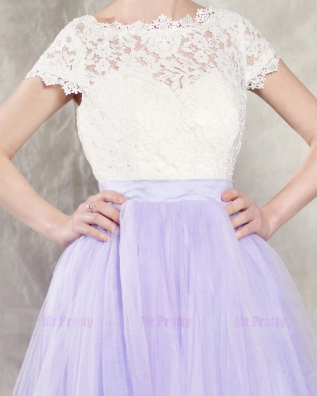 2 Pieces Lavender Tulle  Wedding Skirt Wedding Dress