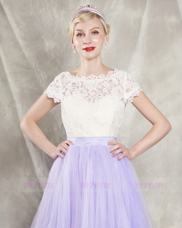 2 Pieces Lavender Tulle  Wedding Skirt Wedding Dress