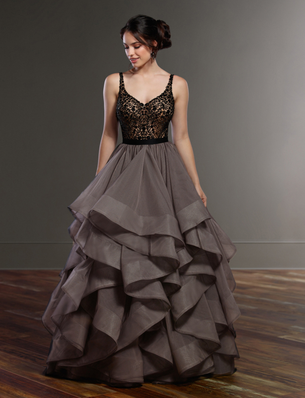 Black/Dark Grey  Tulle  Wedding Skirt 2 Pieces Wedding Dress