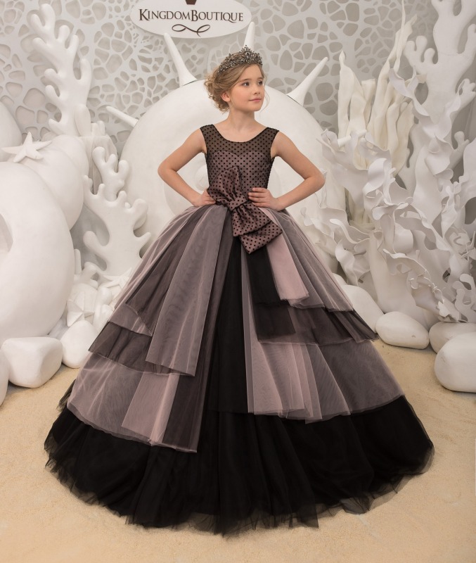 Black Tulle Flower Girl Dress Pageant Dress