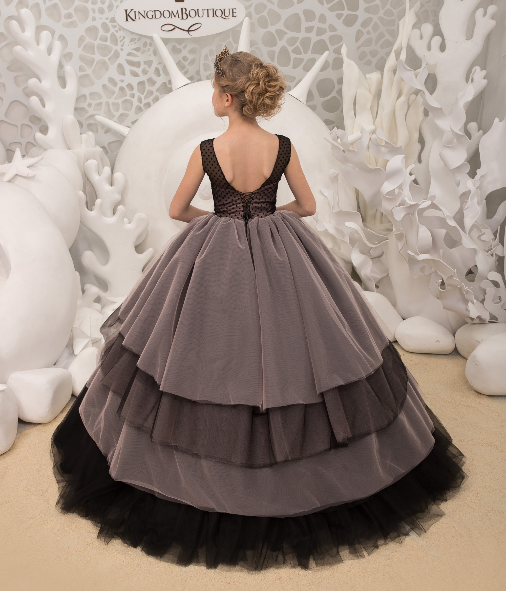 Black Tulle Flower Girl Dress Pageant Dress