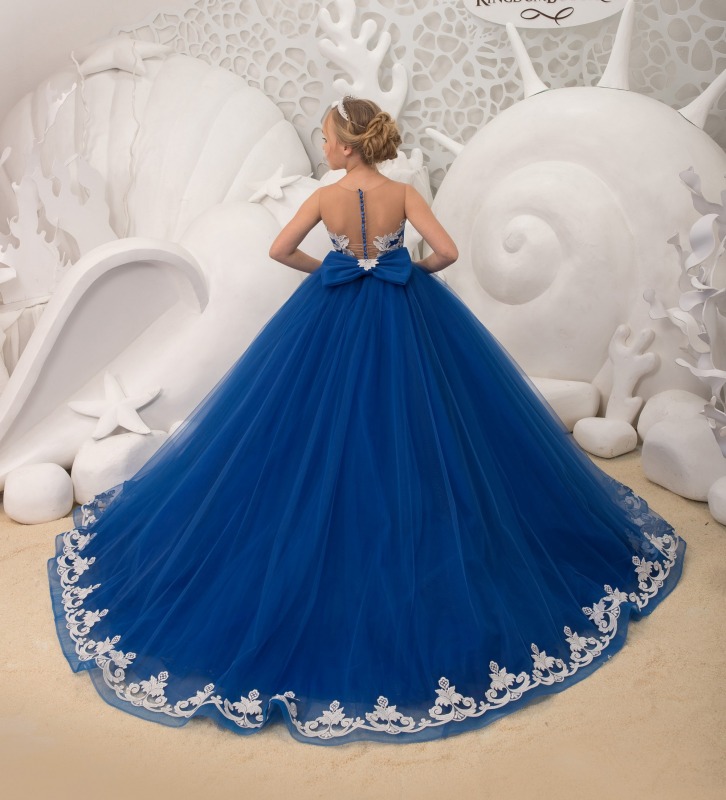 Blue  Tulle Flower Girl Dress Pageant Dress