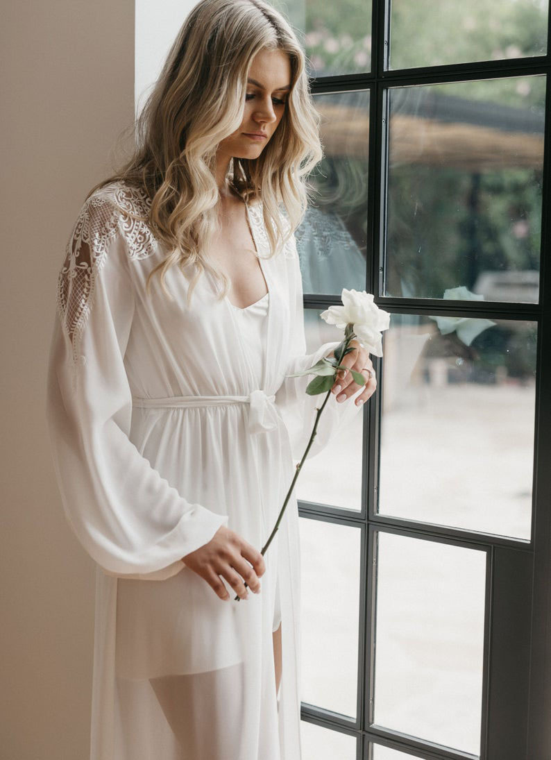 Lace Bridal Sleepwear Women Robe  Bridal Robe