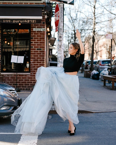 Light Blue long Train Wedding Skirt Bridal Skirt