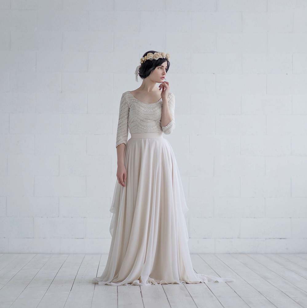 Silk Chiffon Short Train Wedding Skirt Bridal Skirt