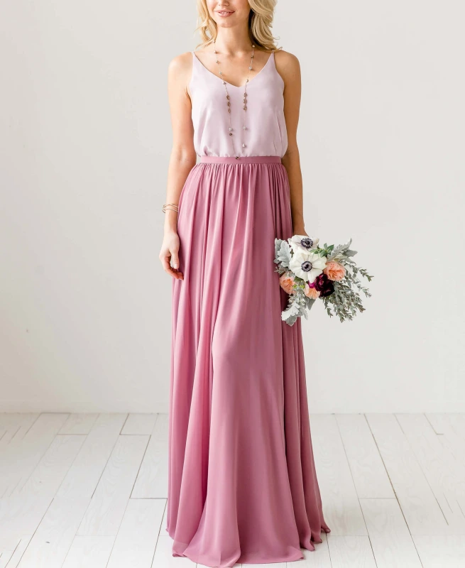 Mauve Chiffon Full Length Skirts Bridesmaid Skirts