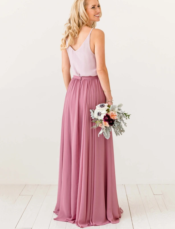 Mauve Chiffon Full Length Skirts Bridesmaid Skirts