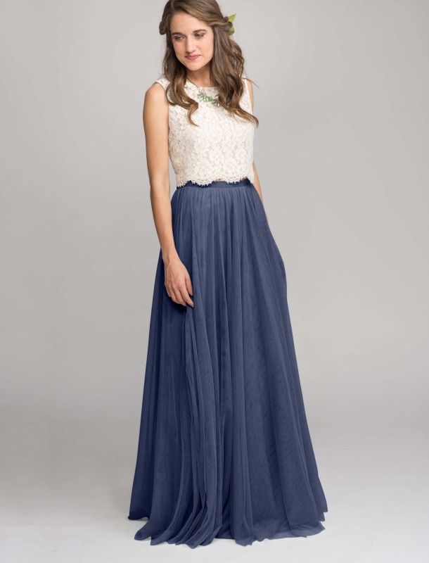 Dusty Blue Long Skirts Bridesmaid Skirts