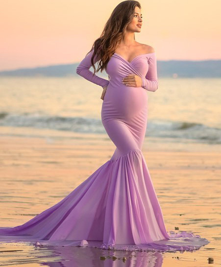 Mauve Maternity Sexy Prom Dress Bridesmaid Dress