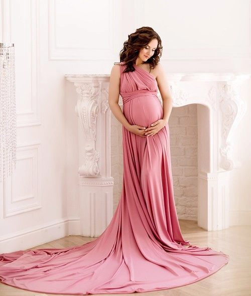 Rose Pink Maternity Dress  Sexy Prom Dress Bridesmaid Dress